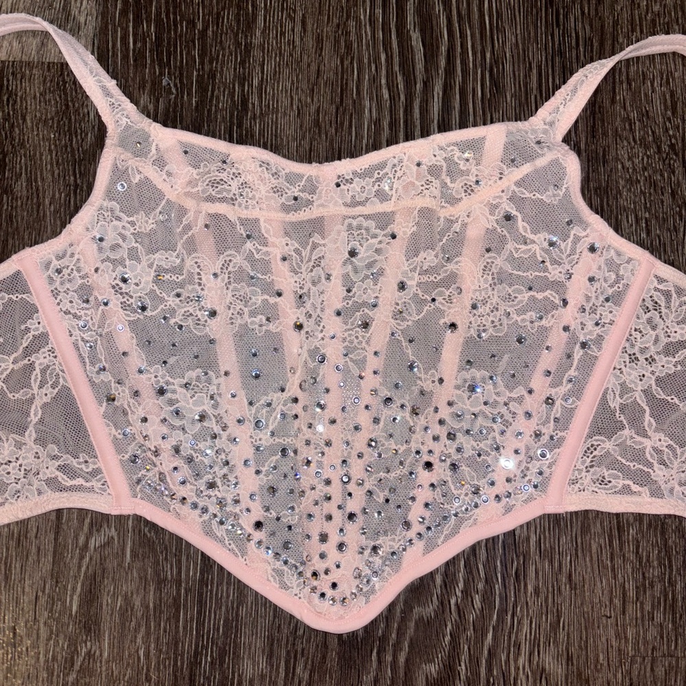 VS Mesh Sparkle Corset Top - Picture 3 of 6